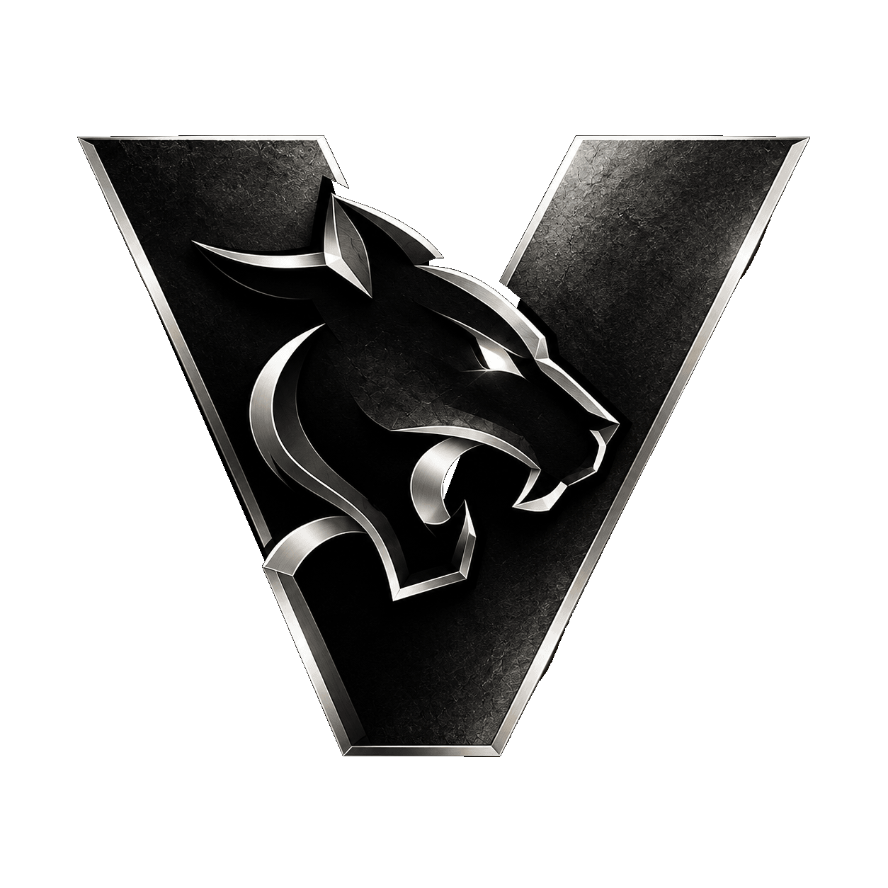 VFN silver V-and-panther emblem